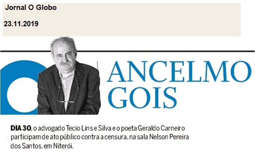 Técio Lins e Silva e o poeta Geraldo Carneiro participam de ato público